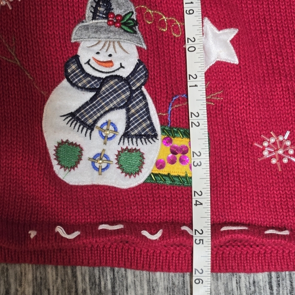Bobbie Brooks Christmas Holiday Sweater Vest Women’s With Embroidered Snowmen XL - Picture 6 of 7